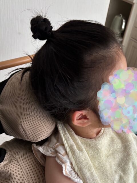 スタイリング剤を使わずに作ったお団子ヘア
