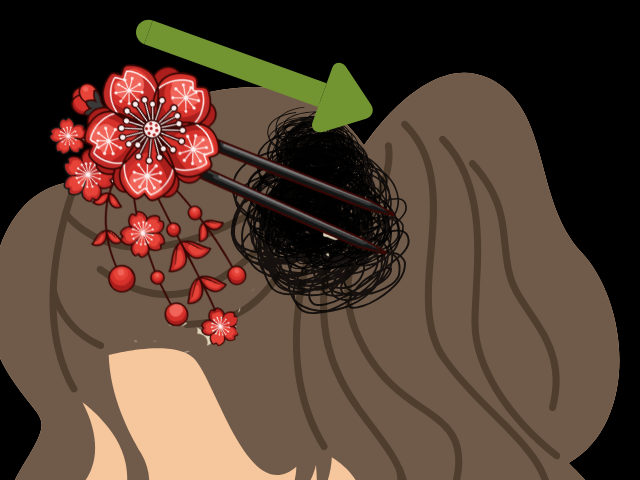 髪飾りの付け方