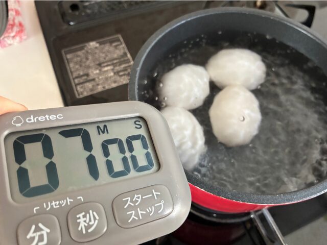 たまごは沸騰して7分